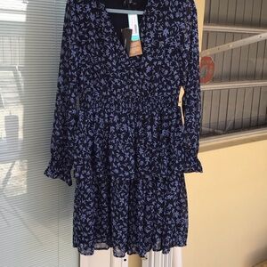 Vero Moda Navy Dress with Light Blue Trim